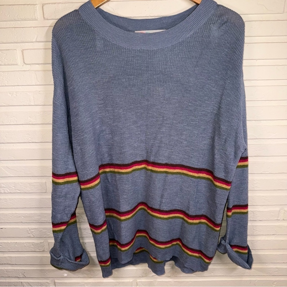 Free People Beach Blue Striped Mariner Oversized Sweater, Women’s Size XS